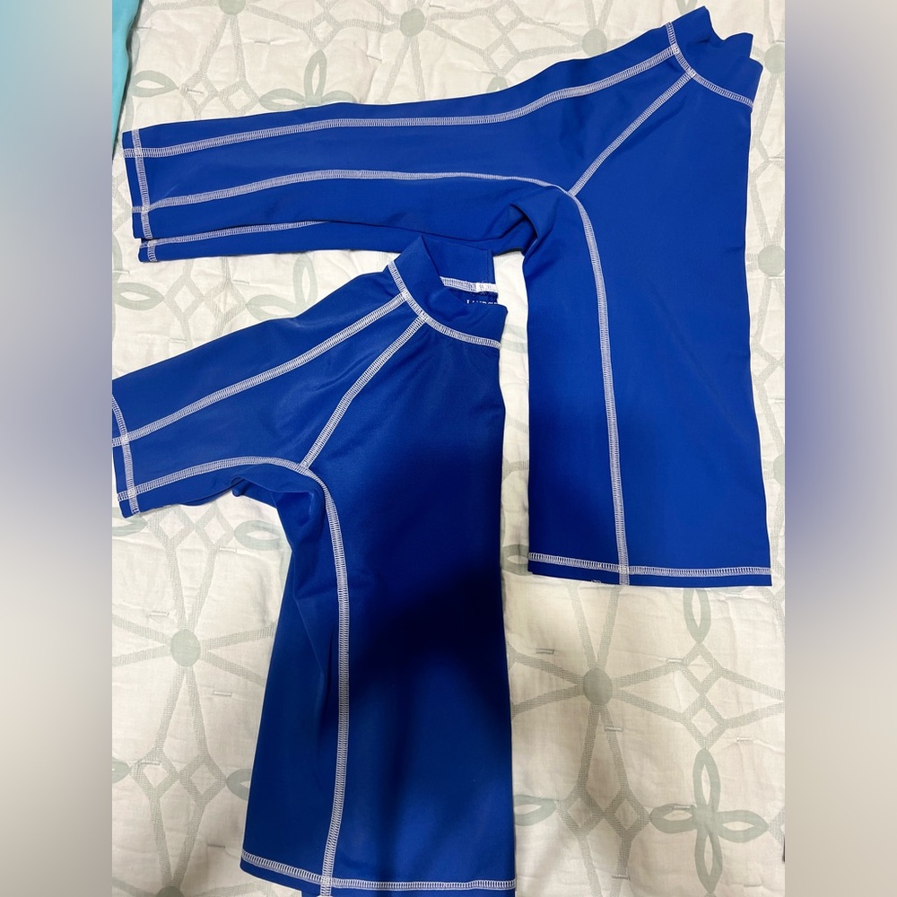 Land’s End Two Rash Guard Quick-Dri Navy Blue 1 Short & 1 Long Sleeve Youth 5/6